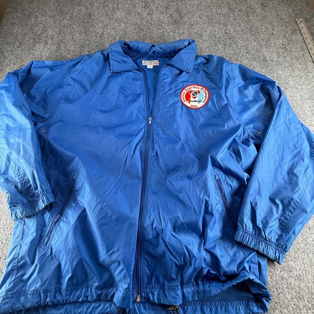 Express Mark Blue Windbreaker Jacket 2002 SCCA Road Atlanta Race Patch XL